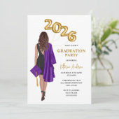 Vrouwelijk afstudeerfeest 2026 kaart (Staand voorkant)