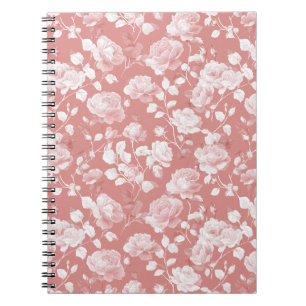 Vrouwelijk babyroze roos wit bloemmotief notitieboek