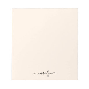 Vrouwelijk Beige Monogram Moderne Script Persoonli Notitieblok