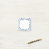 Vrouwelijk Blauw Bloempatroon, Blanco Post-it® Notes (Op bureau)