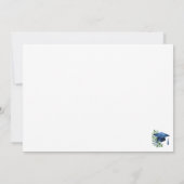 Vrouwelijk Blauw Graduation Cap en roze bloemen Bedankkaart (Achterkant)