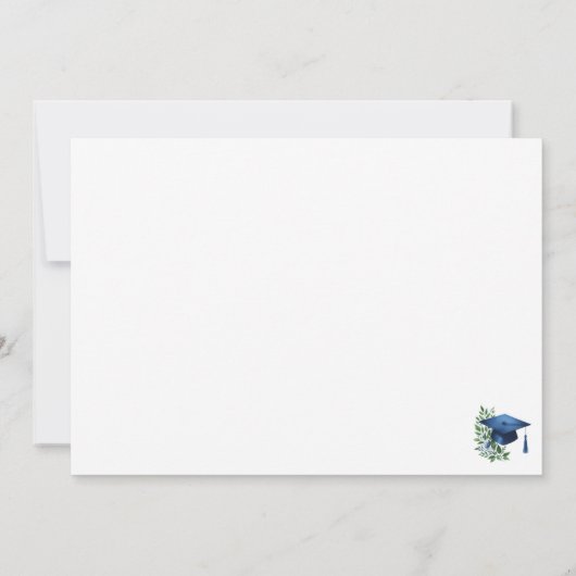 Vrouwelijk Blauw Graduation Cap en roze bloemen Bedankkaart (Achterkant)