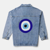 Vrouwelijk Blauw Modern Grieks Oog Denim Jacket (Achterkant)