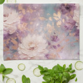 Vrouwelijk Blauw Wit Goud Paarse Bloemen Theedoek (Gevouwen)