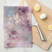 Vrouwelijk Blauw Wit Goud Paarse Bloemen Theedoek (Quarter Fold)