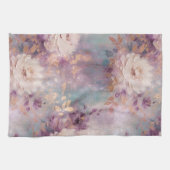 Vrouwelijk Blauw Wit Goud Paarse Bloemen Theedoek (Horizontaal)