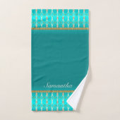 Vrouwelijk Blauwgroen blauw en goudpatroon Bad Handdoek (Handdoek)