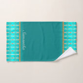 Vrouwelijk Blauwgroen blauw en goudpatroon Bad Handdoek (Handdoek)