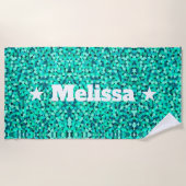 Vrouwelijk Blauwgroen Modern Minimalistisch  Strandlaken (Voorkant)