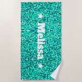 Vrouwelijk Blauwgroen Modern Minimalistisch  Strandlaken (Voorkant)