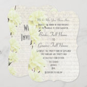 vrouwelijk bleek pastelgeel bloemig huwelijk kaart (Voorkant / Achterkant)