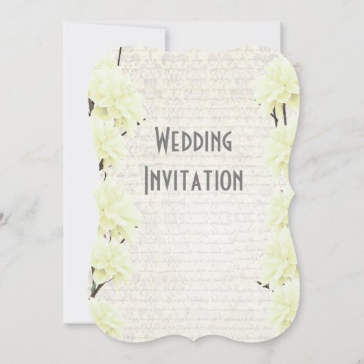  vrouwelijk bleek pastelgeel bloemig huwelijk kaart (Achterkant)