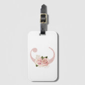 Vrouwelijk bleke roze gouden glitter bloemmonogram bagagelabel (Voorkant (verticaal))