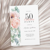 Vrouwelijk Bloemen 50 en Fabulous Verjaardagsfeest Kaart