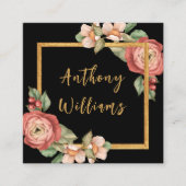 Vrouwelijk Bloemen Gouden Rand Blush Roze Vierkante Visitekaartje (Voorkant)
