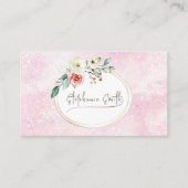 Vrouwelijk Bloemen Modern Roze en Wit Visitekaartje (Voorkant)