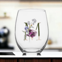 Vrouwelijk Bloemen Monogram Initiaal Letter M