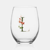 Vrouwelijk Bloemen Monogram Letter L Wijnglas Zonder Voet (Voorkant)