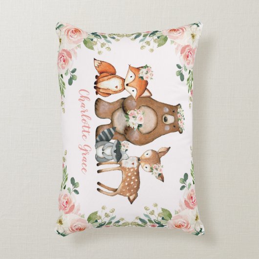 Vrouwelijk Bloemenbos / Bos Dieren Kwekerij Accent Kussen (Voorkant(Verticaal))