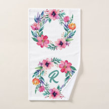 Vrouwelijk bloemenmonogram handdoek
