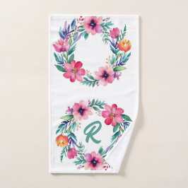 Vrouwelijk bloemenmonogram handdoek