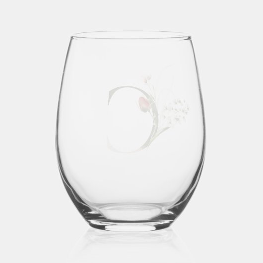 Vrouwelijk bloemige letter C Monogram Initiaal Wijnglas Zonder Voet (Achterkant)