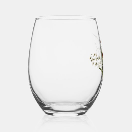 Vrouwelijk bloemige letter C Monogram Initiaal Wijnglas Zonder Voet (Rechts)