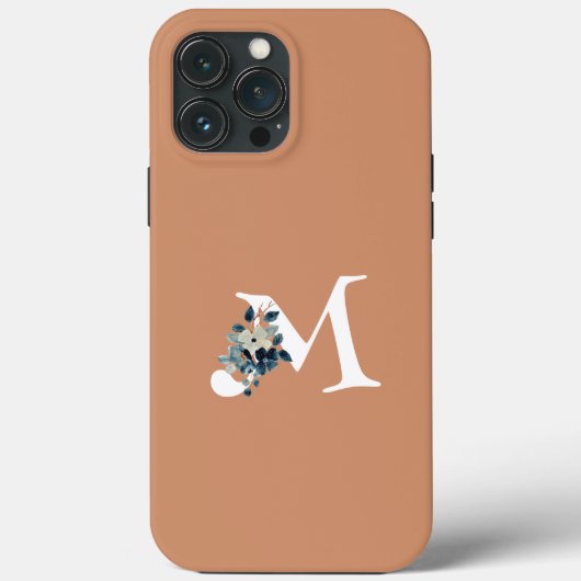 Vrouwelijk bloemmotief met grote initiële roze ele Case-Mate iPhone case (Achterkant)
