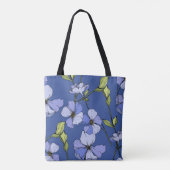Vrouwelijk bloemmotief Praktische kleur Navy blauw Tote Bag (Achterkant)