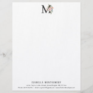 Vrouwelijk bloemschilderwerk Boho Monogram Briefhoofd