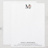 Vrouwelijk bloemschilderwerk Boho | Monogram Briefhoofd (Voorkant / Achterkant)