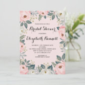 Vrouwelijk Blush Pink Floral Peony Vrijgezellenfee Kaart (Staand voorkant)