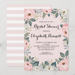Vrouwelijk Blush Pink Floral Peony Vrijgezellenfee Kaart