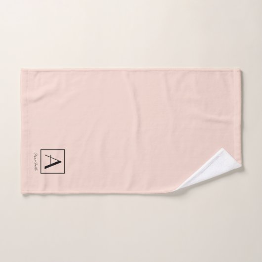 Vrouwelijk Blush Roze Monogram Initiaal Script Chi Bad Handdoek (Handdoek)