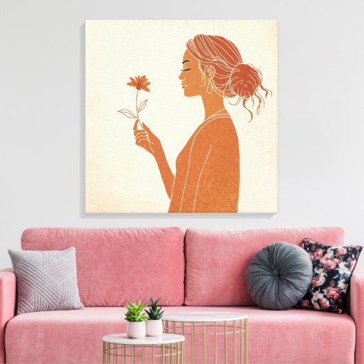 Vrouwelijk Boho Portret Canvas Afdruk (Insitu (Woonkamer))