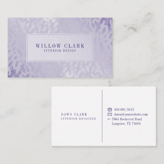 Vrouwelijk Bord Violet Gold Willow Tree Leaf Patte Visitekaartje (Voorkant / Achterkant)