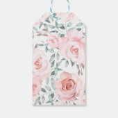 Vrouwelijk bos Zachte pastel Roze Rozen Dank u Cadeaulabel (Achterkant)