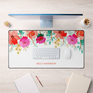 Vrouwelijk botanisch trendy bloemmotief sticker bureaumat