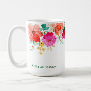 Vrouwelijk botanisch trendy bloemmotief sticker koffiemok