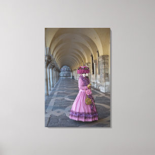 Vrouwelijk Carnavalskostuum, Venetië Canvas Afdruk