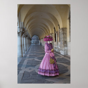 Vrouwelijk Carnavalskostuum, Venetië Poster