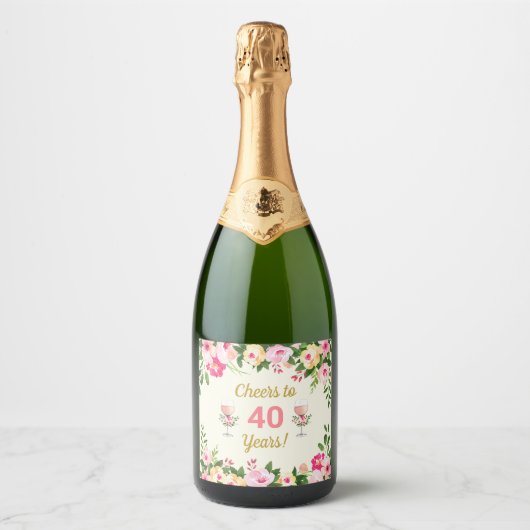 Vrouwelijk Cheers Verjaardag Champage Fles Label Sparkling Wijnetiket (Voorkant)