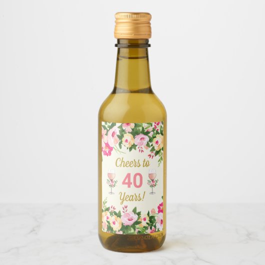 Vrouwelijk Cheers Verjaardag Mini Fles Label Wijn Etiket (Voorkant)