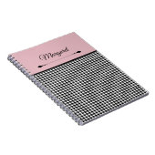 Vrouwelijk Chic Klassiek Houndstooth & Roze Notiti Notitieboek (Rechterzijde)