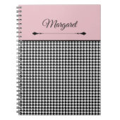 Vrouwelijk Chic Klassiek Houndstooth & Roze Notiti Notitieboek (Voorkant)