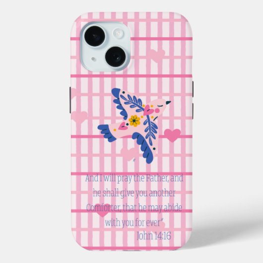Vrouwelijk Christelijk Roze Lattice Hart Folk Art Case-Mate iPhone Case (Achterkant)