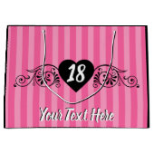 Vrouwelijk Elegant Verjaardagsfeestje Roze Strepen Groot Cadeauzakje (Voorkant)