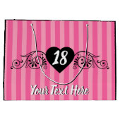 Vrouwelijk Elegant Verjaardagsfeestje Roze Strepen Groot Cadeauzakje (Achterkant)