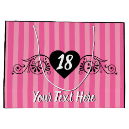 Vrouwelijk Elegant Verjaardagsfeestje Roze Strepen Groot Cadeauzakje