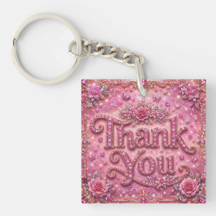 Vrouwelijk Elegeant Glitterend Blush Roze Roos Dan Sleutelhanger